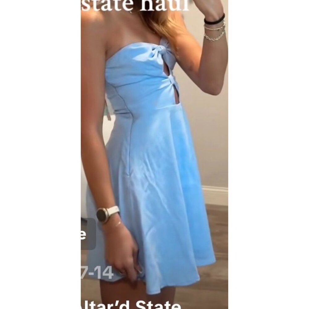 Altar'd State Sofia Strapless Mini Dress, Large, Lined, Poly/Viscose/Spandex - Picture 2 of 12
